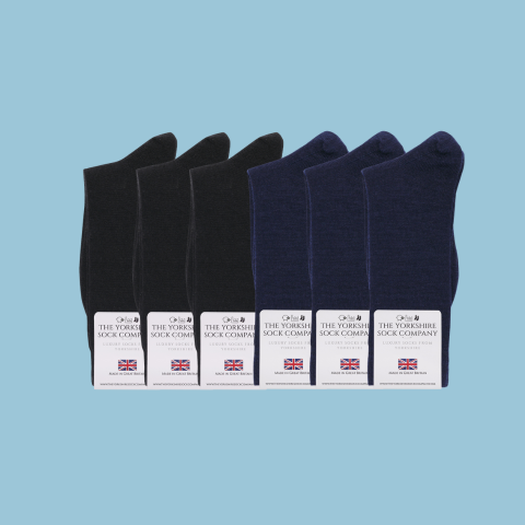 Duchy Everyday Merino Socks - 6 Pair Bundle Black & Navy (£12 per pair)