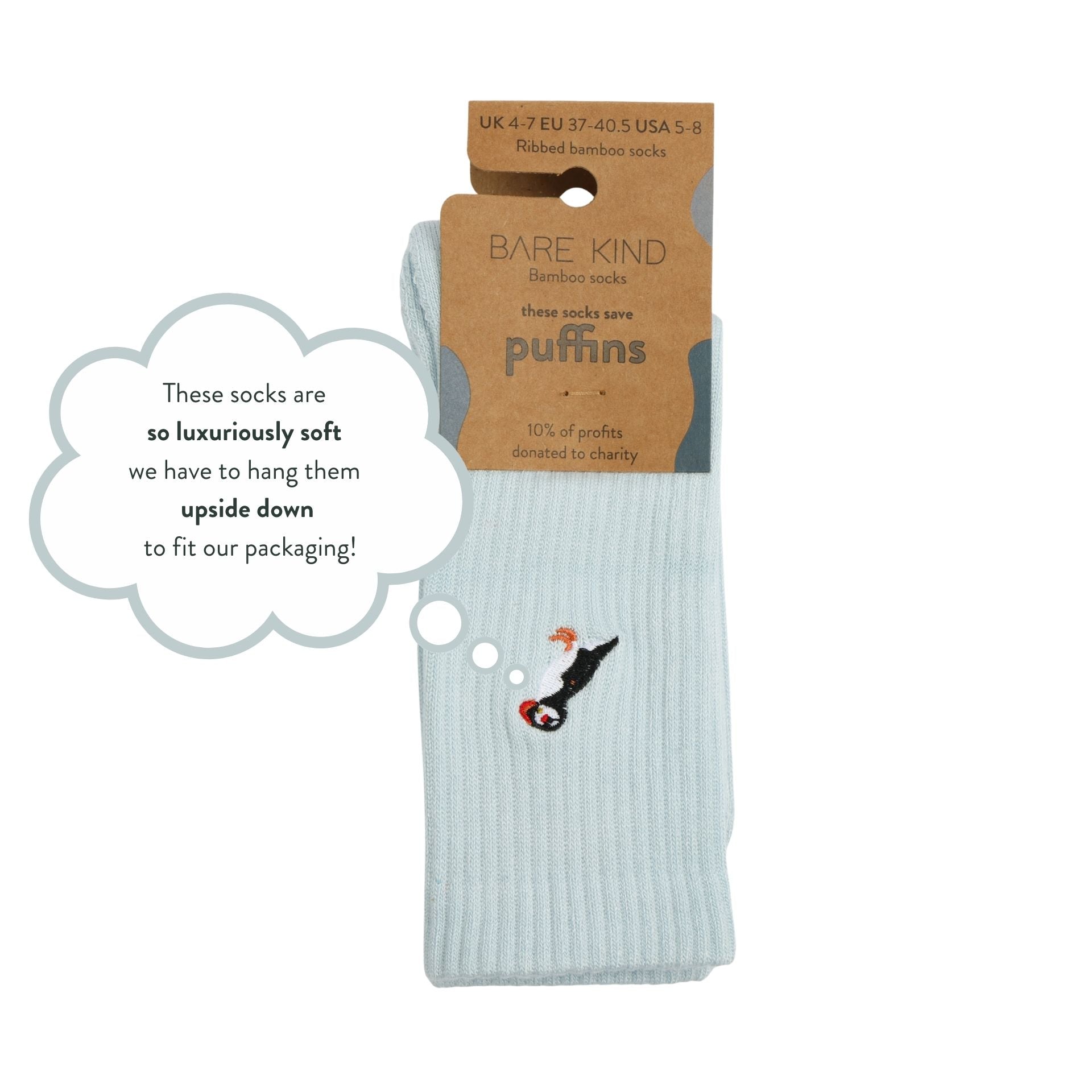 Save the Puffin Ribbed Bamboo Socks